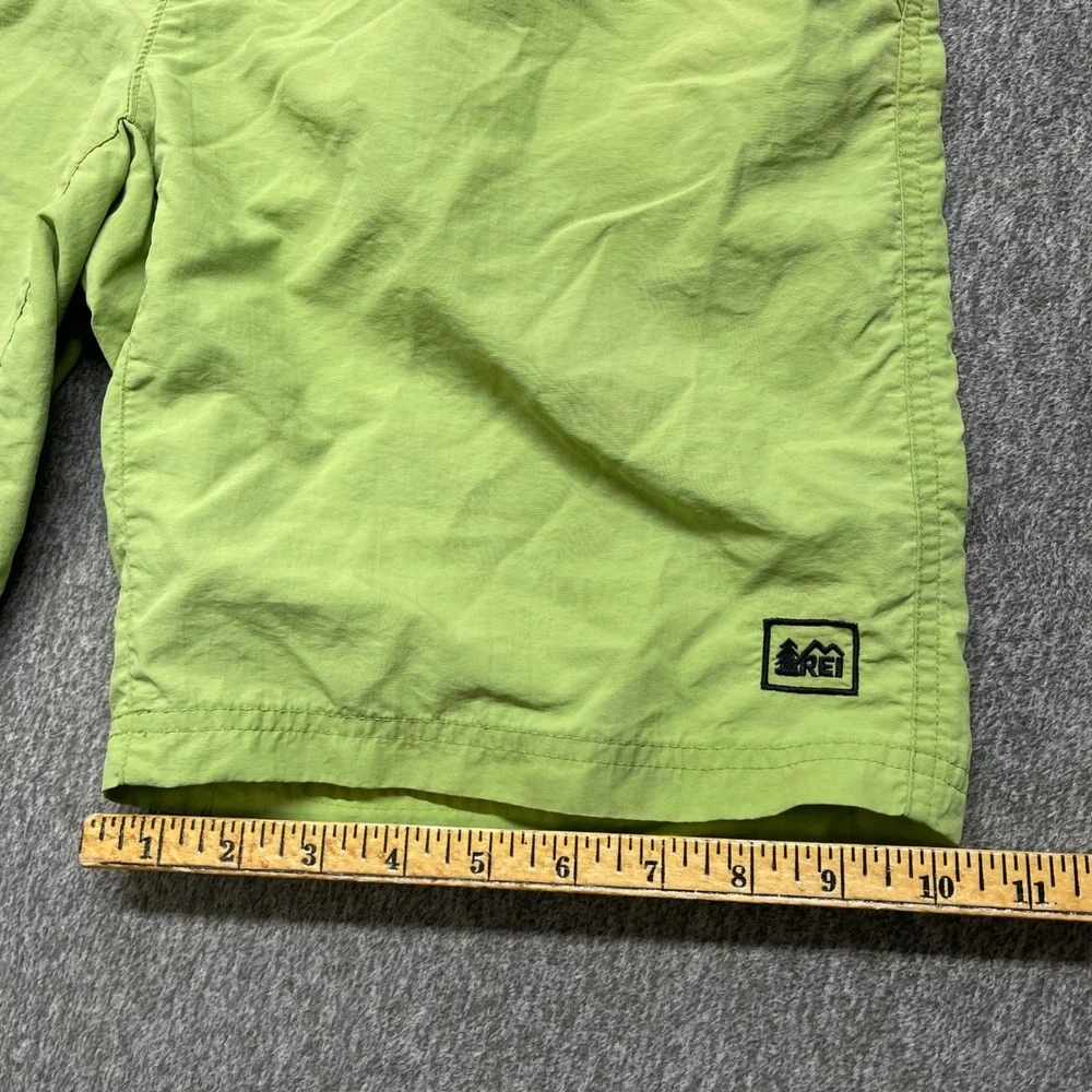 Vtg‎ REI Co-op Mens Hiking Shorts Lime Green Nylon Cargo Pockets Drawstring  S